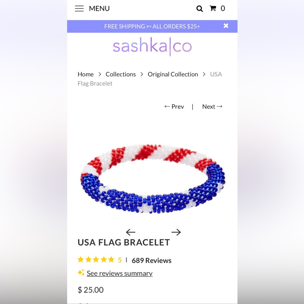 Sashkaco Patriotic Beaded Bracelet 3 for $15 - Picture 3 of 3